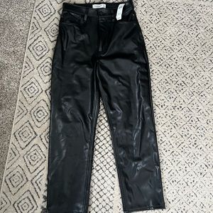 Faux Leather Ankle Straight Ultra High Rise